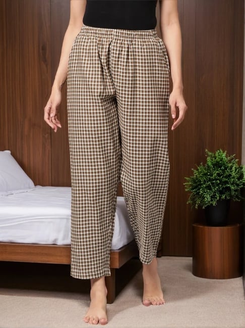 Kryptic Brown & White Cotton Checks Lounge Pants (Pack Of 2)-picture-20