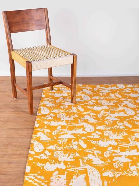 Peacock Shadows Pure Cotton Mango Passion Printed Rug - 3Ft X 5Ft