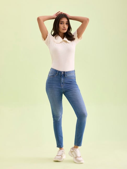 Go Colors! Light Blue Skinny Fit Mid Rise Jeans