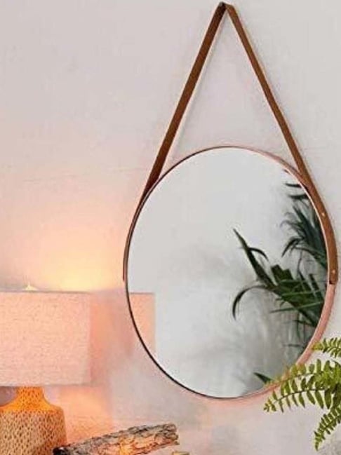 Casagold 20inch Rose Gold Metal Hanging Mirror With Leather Strap-picture-16