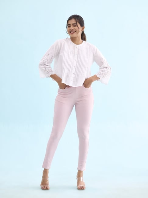 Go Colors! Baby Pink Mid Rise Jeggings-picture-26
