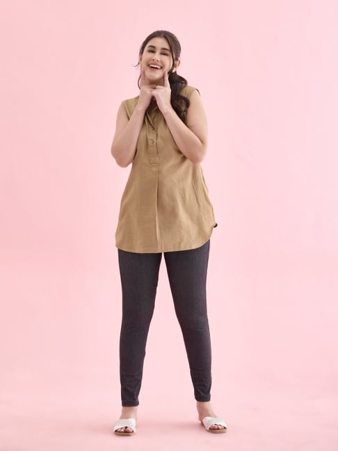 go colors! Go Colors Cotton Stretch Denim Ankle Length Leggings For Women | Breathable, Mid Rise, Black-picture-11