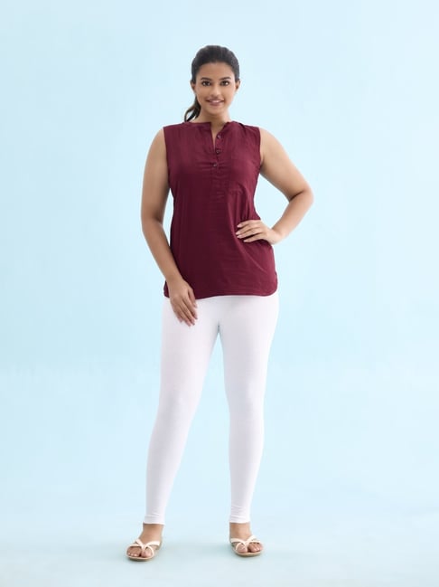 go colors! Go Colors Women's Drop Needle Ribbed Active Leggings � Mid Rise, Spandex Waistband, White-picture-10