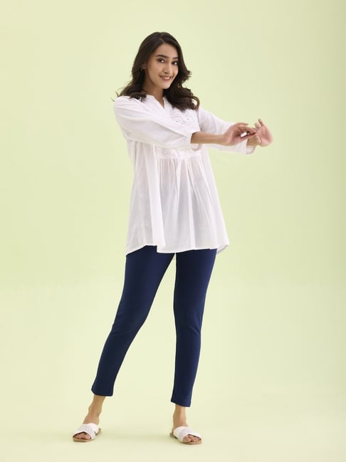 go colors! Go Colors Women's Drop Needle Ribbed Active Leggings � Mid Rise, Spandex Waistband, Navy-picture-14