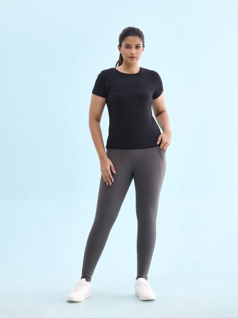 go colors! Go Colors Women's High Waist Gym Leggings with Pockets � Nylon Stretch Activewear, Silver Grey-picture-15