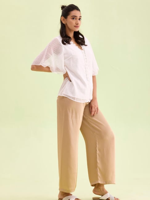 Go Colors! Beige Relaxed Fit Palazzos