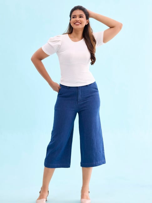 Go Colors! Blue High Rise Culottes-picture-37