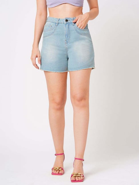 Globus Light Blue Cotton Slim Fit Shorts-picture-23