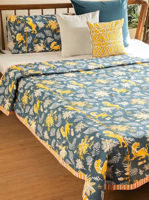 Ahnan Pure Cotton Blue Double Bedcover