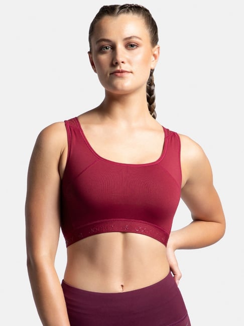 Jockey AP20 Women's Wirefree Padded Tactel Nylon Full Coverage Racer Back Styling Sports Bra-picture-28