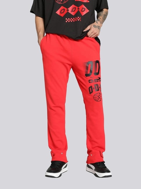 Puma SCOOT Red Cotton Relaxed Fit Printed Sports Trackpants-picture-36