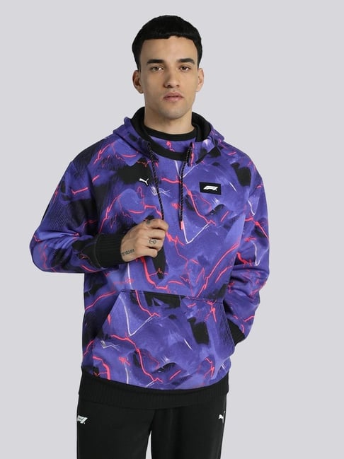 Hoodie Puma Sport Lifestyle Men Purple Puma Formula Black Cotton
