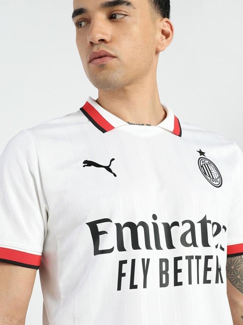 Puma AC Milan White Regular Fit Printed Sports T-Shirt