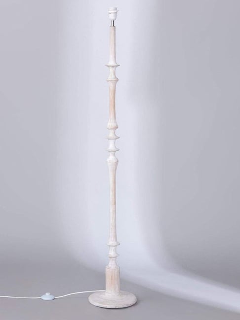 Freedom Tree Wooden Teak Wood White Floor Lamp