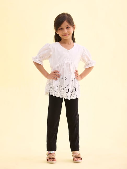Go Colors! Kids Black Cotton Slim Fit Leggings-picture-38