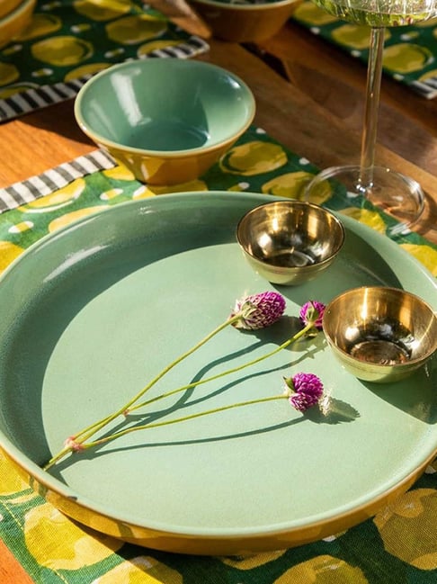 Freedom Tree Sal Green Sakua Handpainted Ceramic Dinner Plate - Set Of 2-picture-43