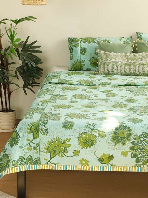Freedom Tree Vidari Pure Cotton Green Double Bedcover