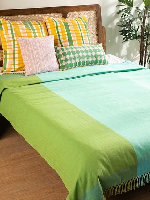 Freedom Tree Oram Cotton Teal King Bedcover