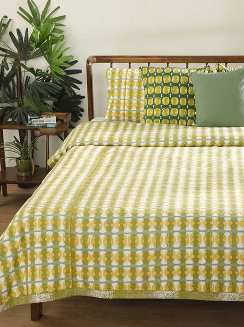 Freedom Tree Marica Pure Cotton Yellow Double Bedcover