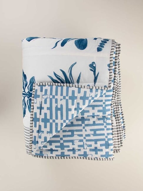 Freedom Tree Montane Cotton Cambric Blue Double Quilt