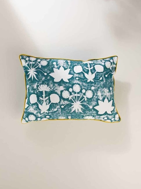 Freedom Tree Juba Sativa Herringbone Cotton Teal Cushion Cover - 14X20 Inches-image-39