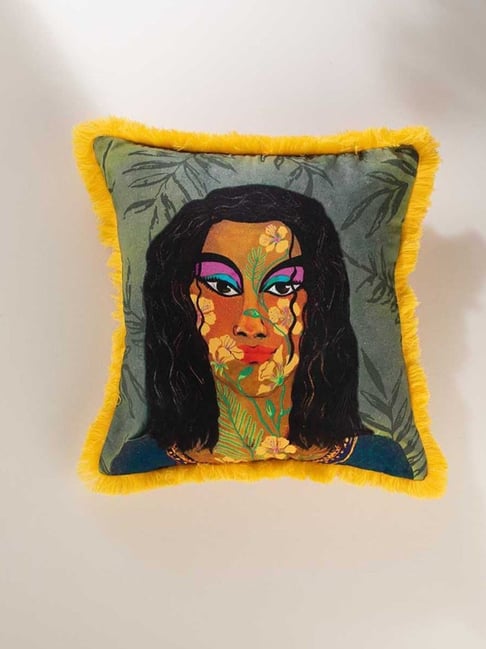 Freedom Tree Wild Child Pure Cotton Yellow Cushion Cover - 18X18 Inches-image-42