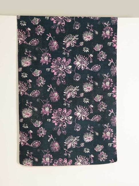 Freedom Tree Vidari Pure Cotton Blue Printed Rug - 4Ft X 6Ft