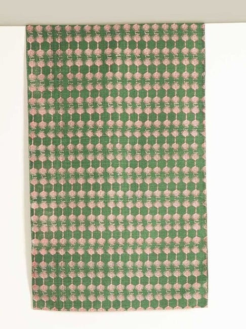 Freedom Tree Aphim Pure Cotton Green Printed Rug - 3Ft X 5Ft