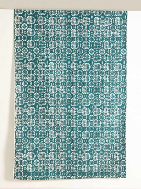 Freedom Tree Tamara Pure Cotton Blue Printed Rug - 5Ft X 8Ft