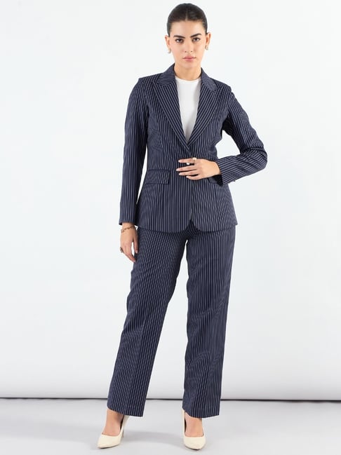 Powersutra Navy Striped Blazer With Trouser-picture-27