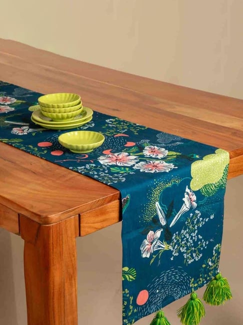 Freedom Tree MoonflowerCotton Moonlit Blue Table Runner-picture-41
