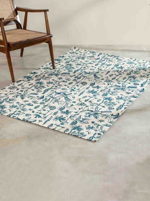 Freedom Tree Eye In The Sky Cotton Moonlit Blue Printed Rug - 4 x 6 FT