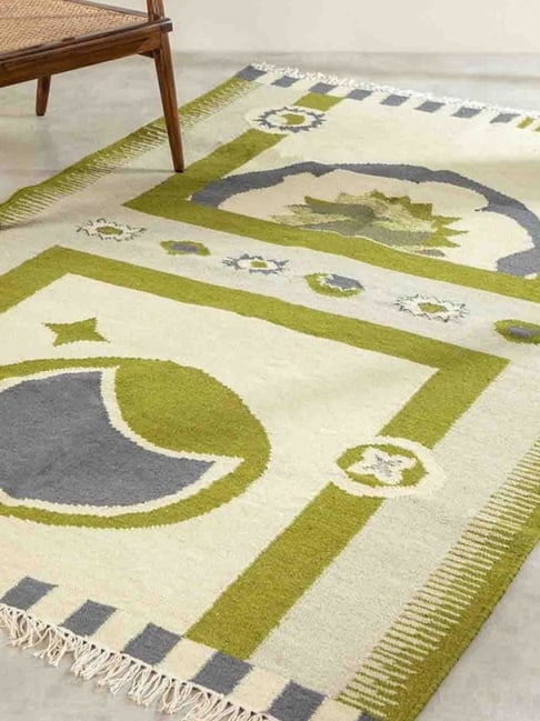 Freedom Tree Orbit Cotton & Wool Lunar Grey Woven Rug - 5 X 8 FT