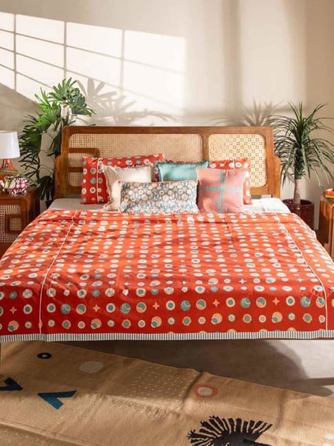 Freedom Tree Celestial Sky Pure Cotton Amber Orange King Bedcover