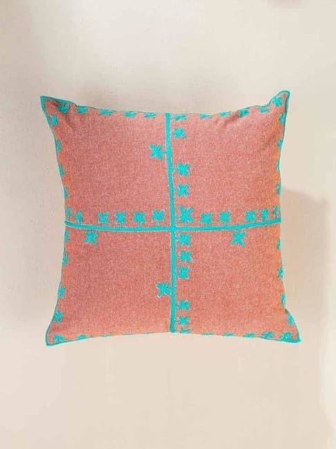 Freedom Tree Clover Woven Cotton Passion Coral Cushion Cover - 16L X 16W IN
