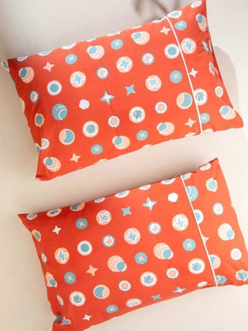 Freedom Tree Celestial Sky Cotton Amber Orange Pillow Cover Set - Set of 2