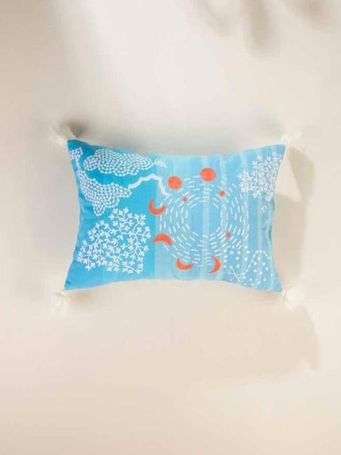 Freedom Tree Aqua Blue Cotton Weave Cushion Cover - 14 x 20 Inches-picture-28