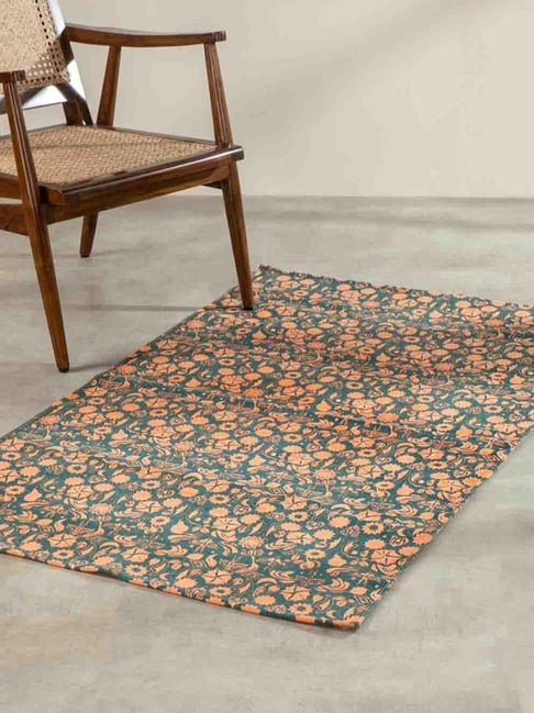 Freedom Tree Blue Coral Cotton Coral Printed Rug - 3 x 5 FT