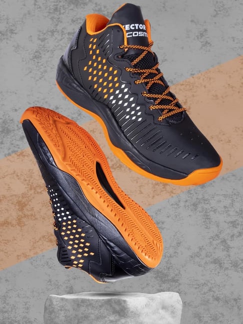 mens orange and black basketball shoes