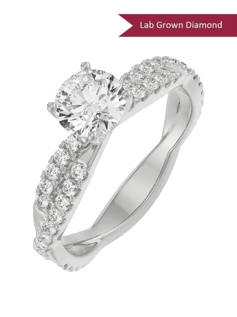 Emori 14k White Gold & Diamond Alia Twisted Band Solitaire Ring-picture-36