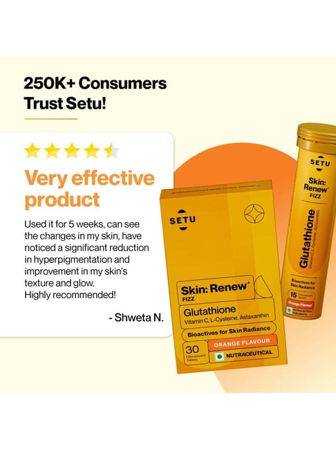 setu glutathione tablets Setu Orange Flavour Skin Renew Glutathione Tablets for Glowing Skin