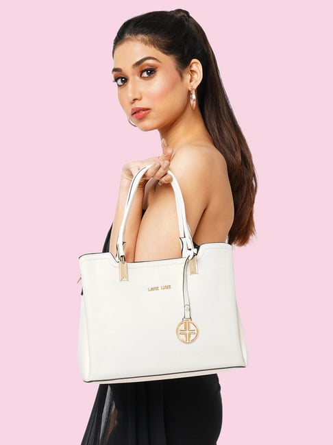 Buy Lavie Luxe Off White LX Azura Med 3c Satchel Handbag Online