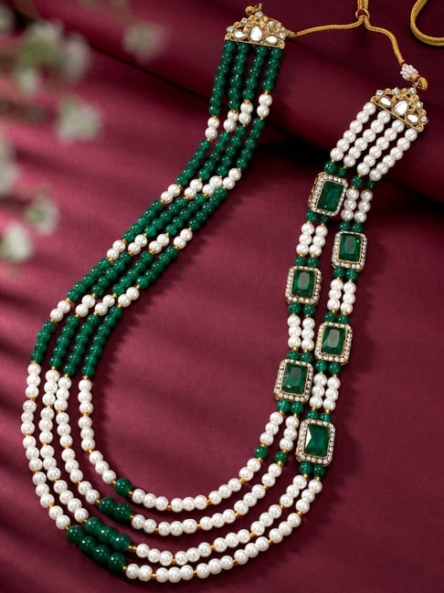 Buy Peora White Green Necklace Fancy Jewellery for Men Online At