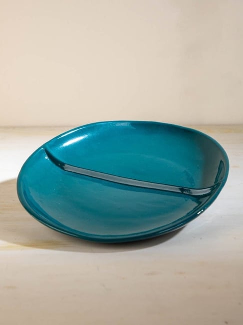 Freedom Tree Solid Teal Ceramic Serving Platter-image-13