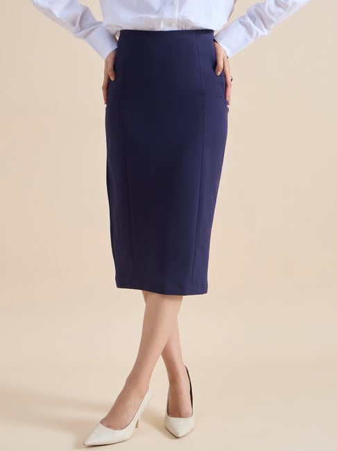 Powersutra Navy Blue Regular Fit Skirt-picture-13