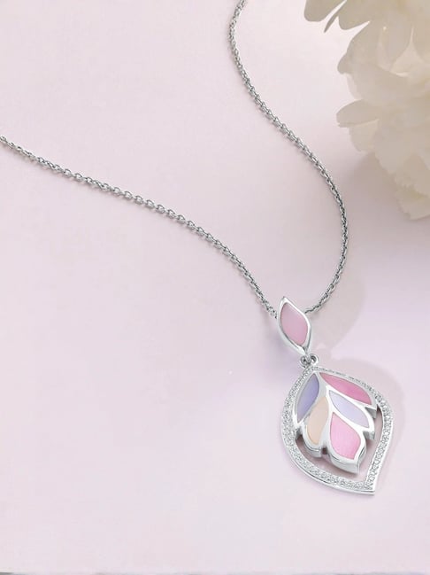 Mia by Tanishq 925 Silver Mother of Pearl Pastel Silver Pendant