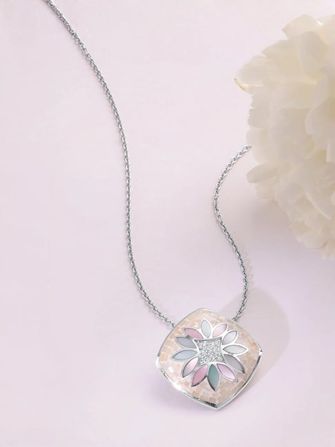Mia by Tanishq 925 Silver Mother of Pearl Oasis Silver Pendant