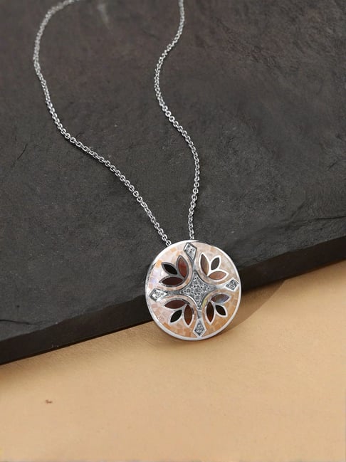 Mia by Tanishq 925 Silver Mother of Pearl Starry Silver Pendant