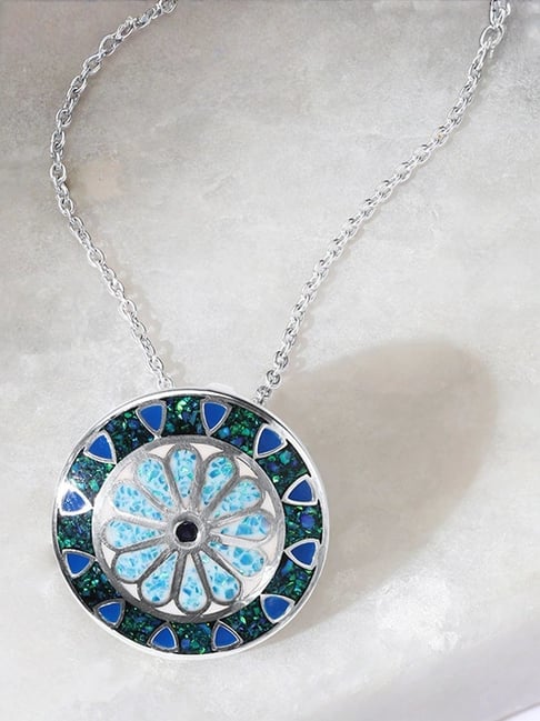 Mia by Tanishq 925 Silver Midnight Mosaic Silver Pendant