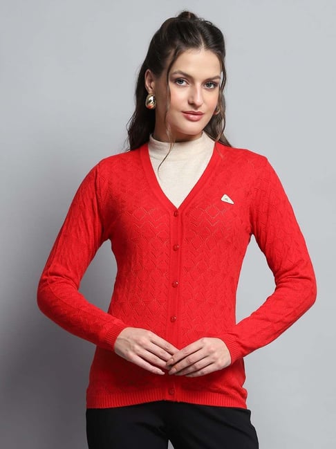 Monte Carlo Red Self Regular Fit Cardigan-picture-23
